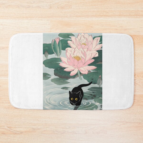 Item preview, Cat under Water Lily Pond Ohara Koson Inspired Art designed and sold by PurrfectHome.