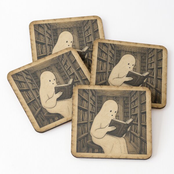 Item preview, Cute Ghost Reading in a Library Dark Academia Vintage Aesthetic designed and sold by thoughtswear.