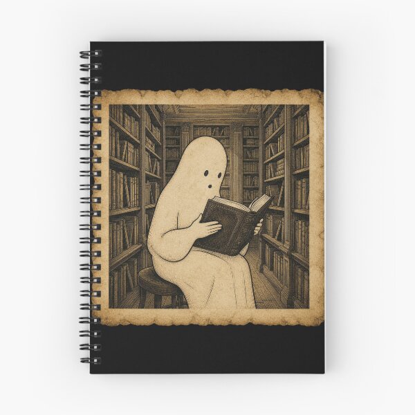 Item preview, Cute Ghost Reading in a Library Dark Academia Vintage Aesthetic designed and sold by thoughtswear.