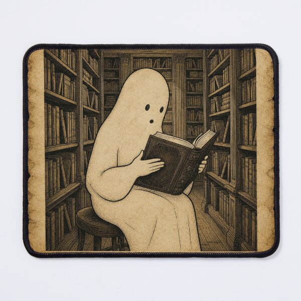 Item preview, Cute Ghost Reading in a Library Dark Academia Vintage Aesthetic designed and sold by thoughtswear.