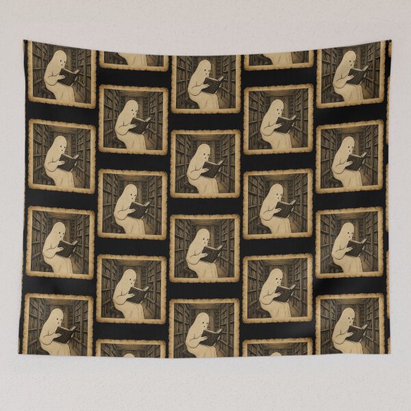 Item preview, Cute Ghost Reading in a Library Dark Academia Vintage Aesthetic designed and sold by thoughtswear.