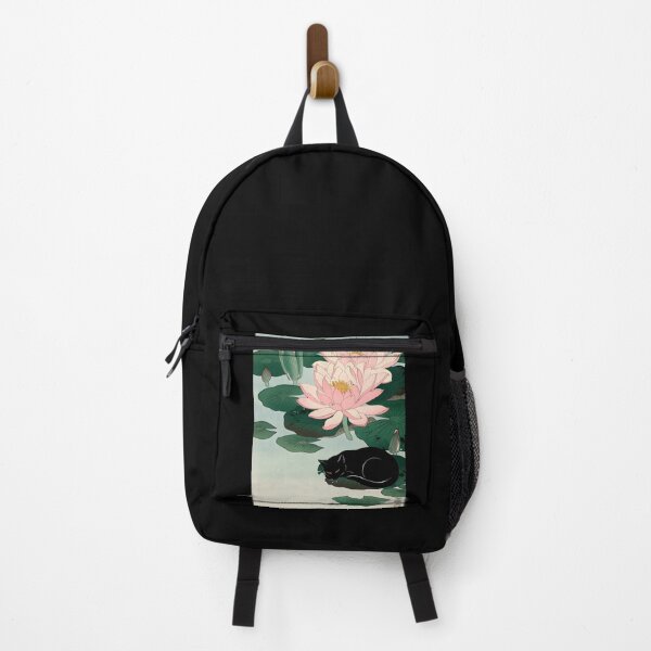 Item preview, Cat and Water Lilies Pad Ohara Koson Inspired Art designed and sold by PurrfectHome.