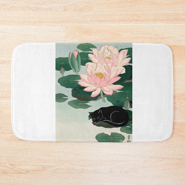 Item preview, Cat and Water Lilies Pad Ohara Koson Inspired Art designed and sold by PurrfectHome.
