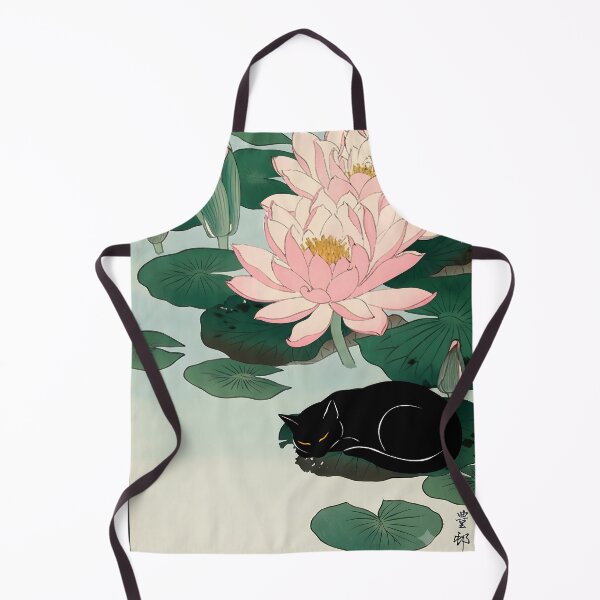 Item preview, Cat and Water Lilies Pad Ohara Koson Inspired Art designed and sold by PurrfectHome.