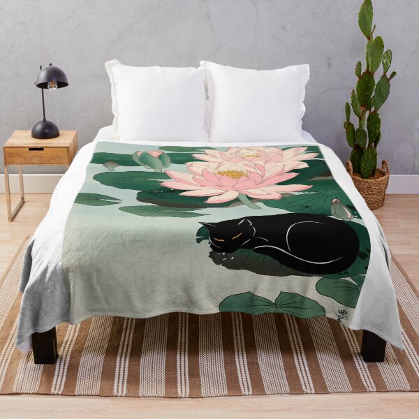 Item preview, Cat and Water Lilies Pad Ohara Koson Inspired Art designed and sold by PurrfectHome.
