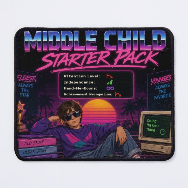 Item preview, Middle Child Starter Pack Retro 80s Synthwave Sibling Humor designed and sold by irfanshikh.