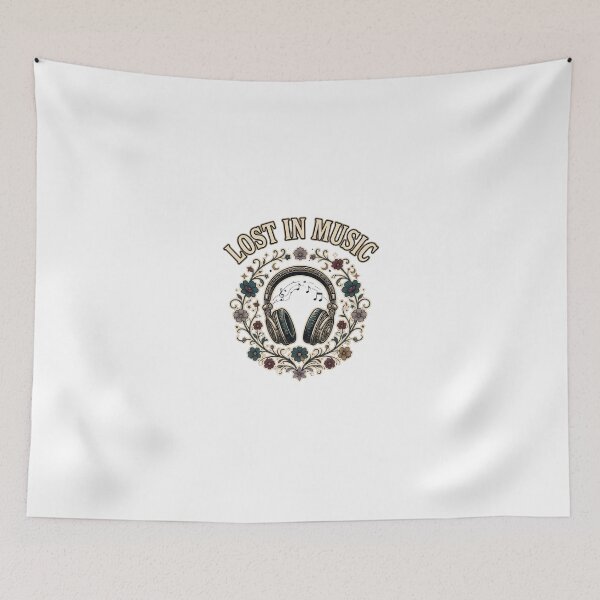 Item preview, Lost in Music Vintage Headphones Design designed and sold by GoofyShopp.