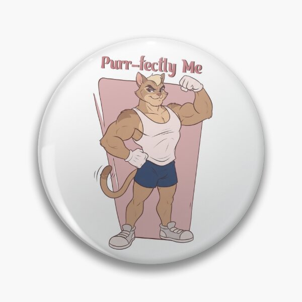 Artikelvorschau, Purr-fectly Me Buff Gym Cat Retro Cartoon Fitness Funny Pun Art entworfen und verkauft von BlackCat Vibe.