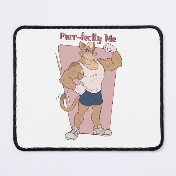 Item preview, Purr-fectly Me Buff Gym Cat Retro Cartoon Fitness Funny Pun Art designed and sold by BlackCat Vibe.
