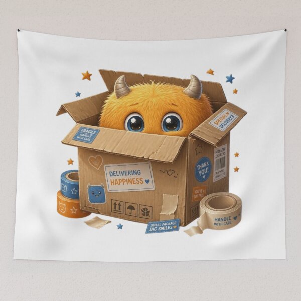 Item preview, Shy Box Monster | Funny Cardboard Creature Sticker & T-Shirt designed and sold by Stylestickers55.