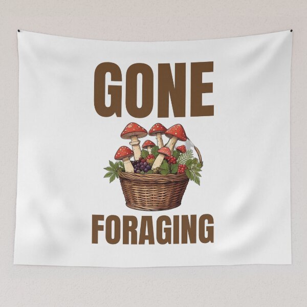 Artikelvorschau, Gone Foraging Pilzkorb Cottagecore entworfen und verkauft von DreamDesignWear.