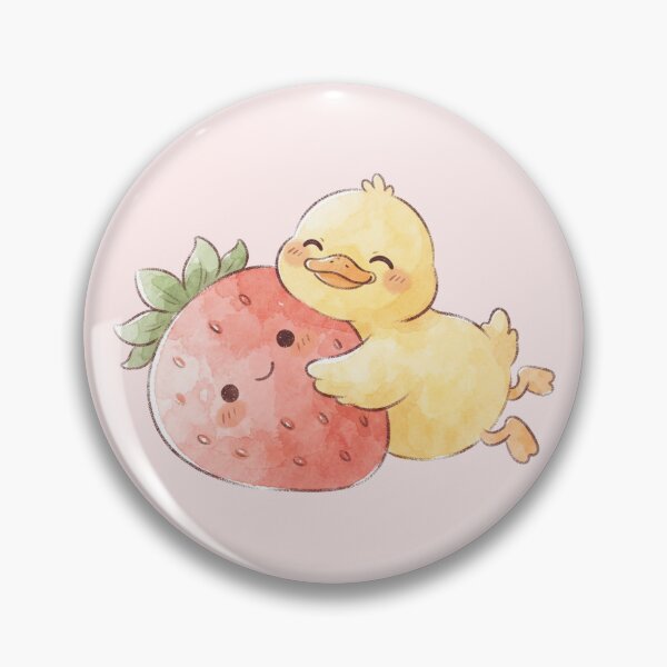 Item preview, Kawaii Duck Hugging Giant Strawberry - Cute Berry Aesthetic designed and sold by 0Zetgest.