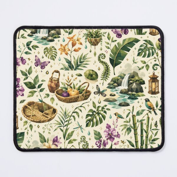 Item preview, Tropical Bamboo Forest & Orchid Seamless Pattern – Eco Resort Art designed and sold by OpenDreamArts.