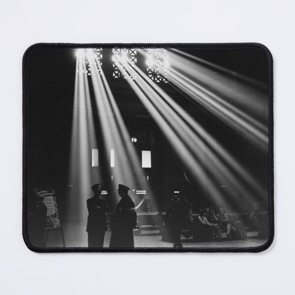 Item preview, 1943 Vintage Chicago, Illinois in the waiting room of the Union Station black and white sunbeam photograph designed and sold by Astrid Arkhangelsky.