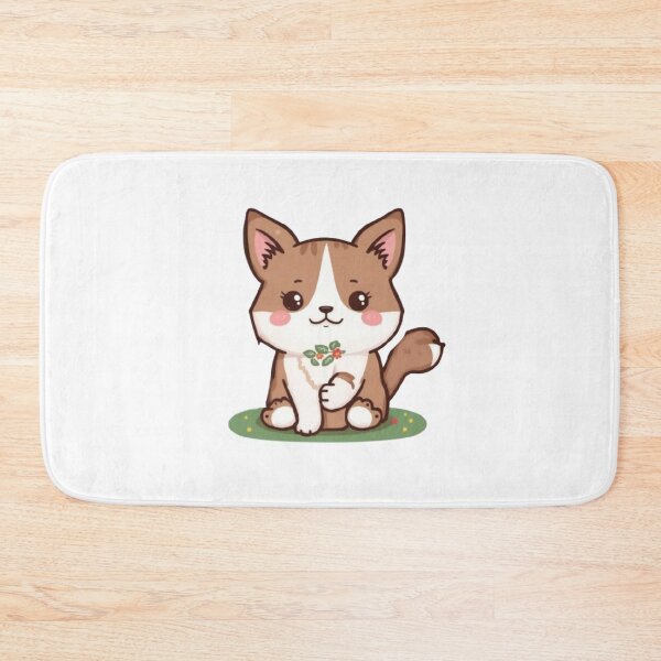 Item preview, Cute Cat with Flowers Kawaii Pet Illustration designed and sold by PrintforDesign.