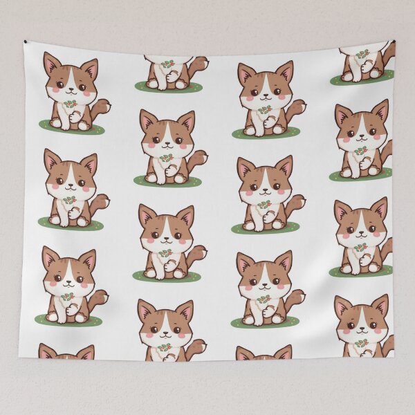 Item preview, Cute Cat with Flowers Kawaii Pet Illustration designed and sold by PrintforDesign.