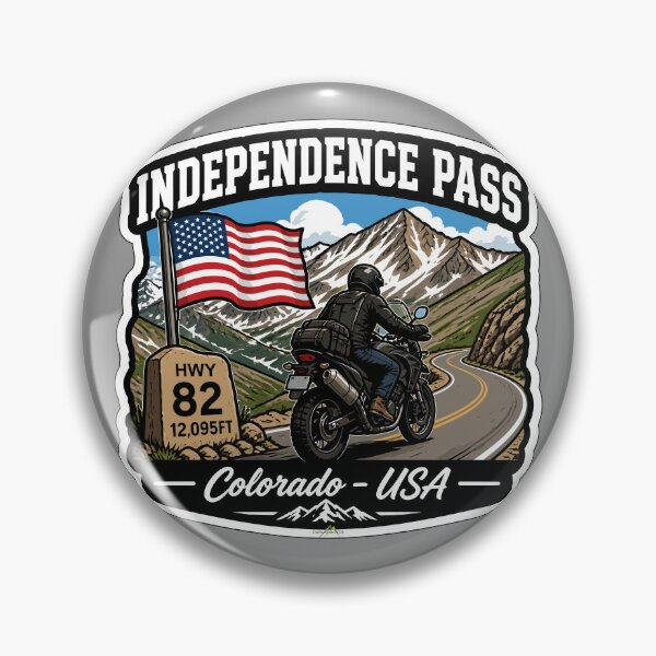 Item preview, Independence Pass Colorado Rocky Mountains Motorcycle Sticker TShirt 01 designed and sold by OuterShellUK.