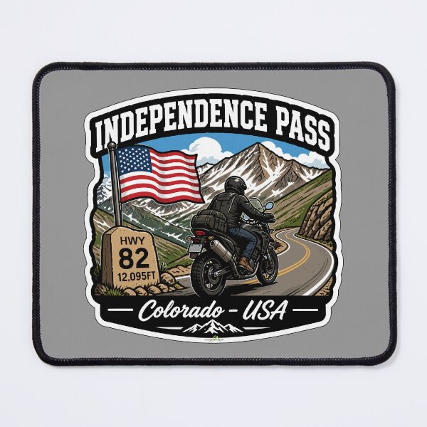 Item preview, Independence Pass Colorado Rocky Mountains Motorcycle Sticker TShirt 01 designed and sold by OuterShellUK.