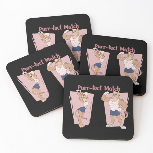 Item preview, Purr-fect Match Cute Gym Cats Couple Retro Cartoon Valentines Day Art designed and sold by BlackCat Vibe.