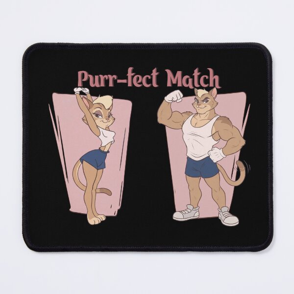 Item preview, Purr-fect Match Cute Gym Cats Couple Retro Cartoon Valentines Day Art designed and sold by BlackCat Vibe.