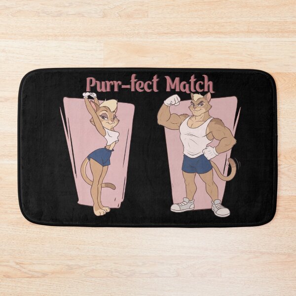 Item preview, Purr-fect Match Cute Gym Cats Couple Retro Cartoon Valentines Day Art designed and sold by BlackCat Vibe.
