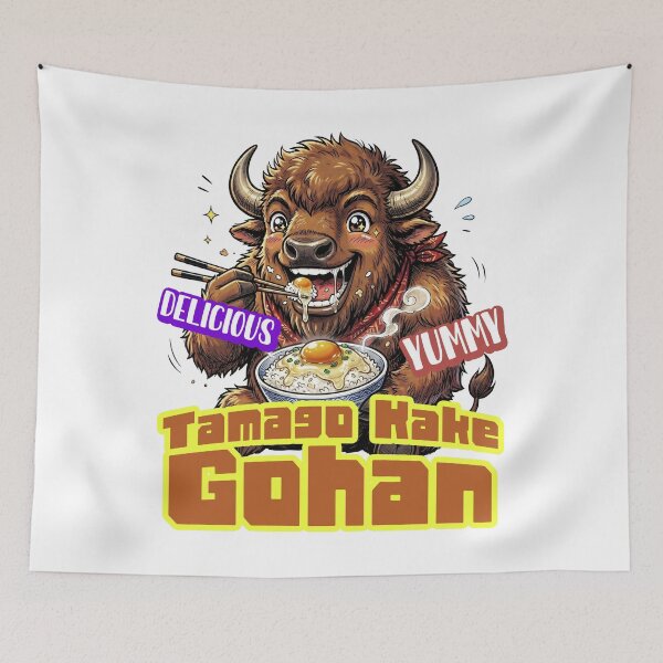Item preview, Tamago Kake Gohan Happy Bison Anime Style -TKG yummy- designed and sold by LOVEARTDESIGN.