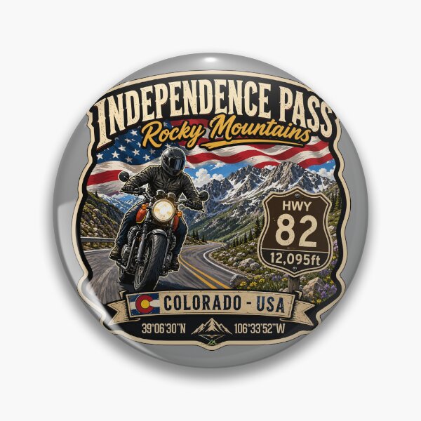 Item preview, Independence Pass Colorado Rocky Mountains Motorcycle Sticker TShirt 02 designed and sold by OuterShellUK.