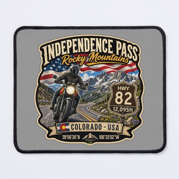 Item preview, Independence Pass Colorado Rocky Mountains Motorcycle Sticker TShirt 02 designed and sold by OuterShellUK.