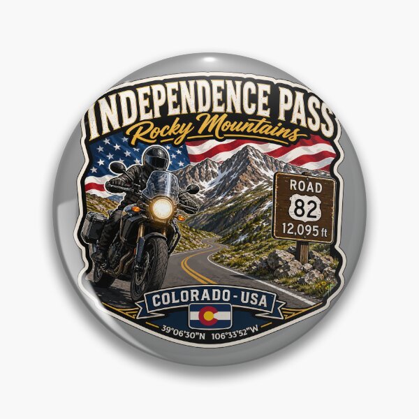 Item preview, Independence Pass Colorado Rocky Mountains Motorcycle Sticker TShirt 03 designed and sold by OuterShellUK.