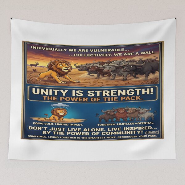 Item preview, Unity Is Strength – Power of the Pack | Inspirational Lion & Buffalo Art designed and sold by MAJCO-ART.