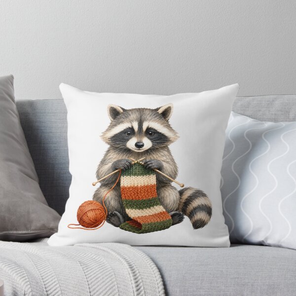 Item preview, Raccoon knitting a scarf designed and sold by Orca-Design.