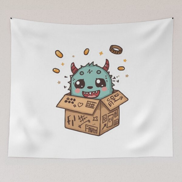 Item preview, Shy Box Monster | Adorable Cardboard Creature Sticker Design designed and sold by Stylestickers55.