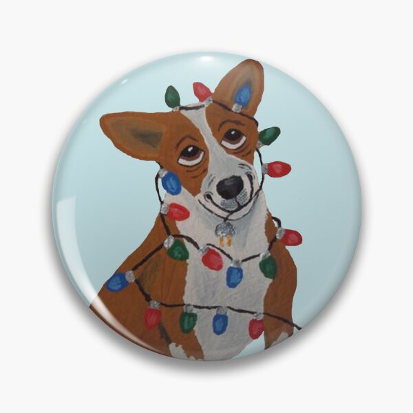 Item preview, Welsh Corgi Tangled in Christmas Lights designed and sold by Squirreldumplings.