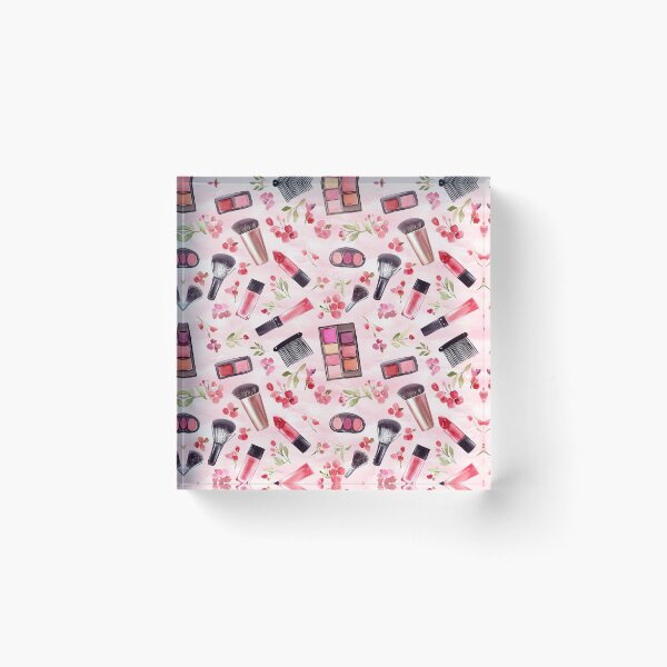 Item preview, Makeup Watercolor Cosmetics Pink Repeat Pattern designed and sold by GraffiTimi.