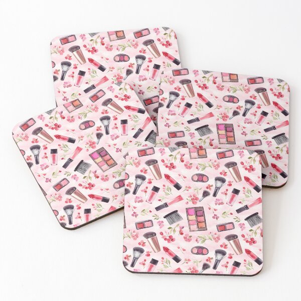 Item preview, Makeup Watercolor Cosmetics Pink Repeat Pattern designed and sold by GraffiTimi.