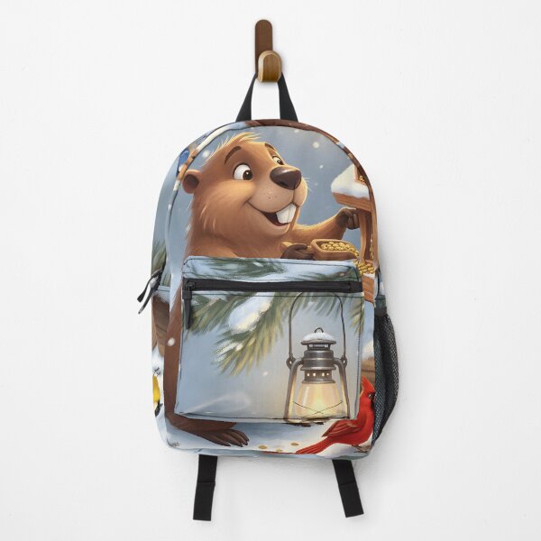 Item preview, Happy Beaver Adventures – Morning at the Winter Bird Feeder designed and sold by Clothes With Smiling Animals Walt Gral.