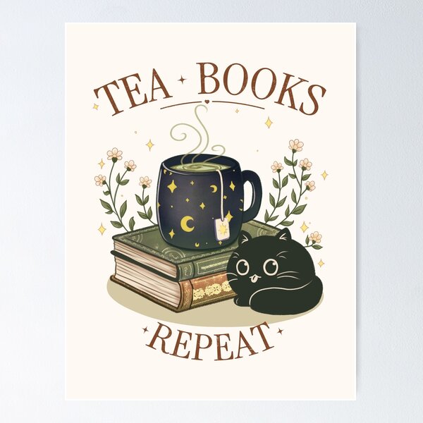Item preview, Tea Books Repeat Cozy Reading Aesthetic designed and sold by YnaoleDraws.