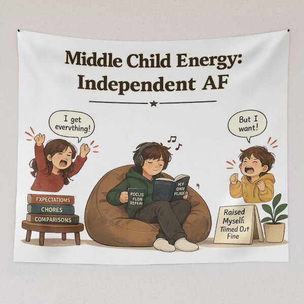 Item preview, Middle Child Energy Independent AF Raised Myself Funny Sibling Humor Design designed and sold by irfanshikh.