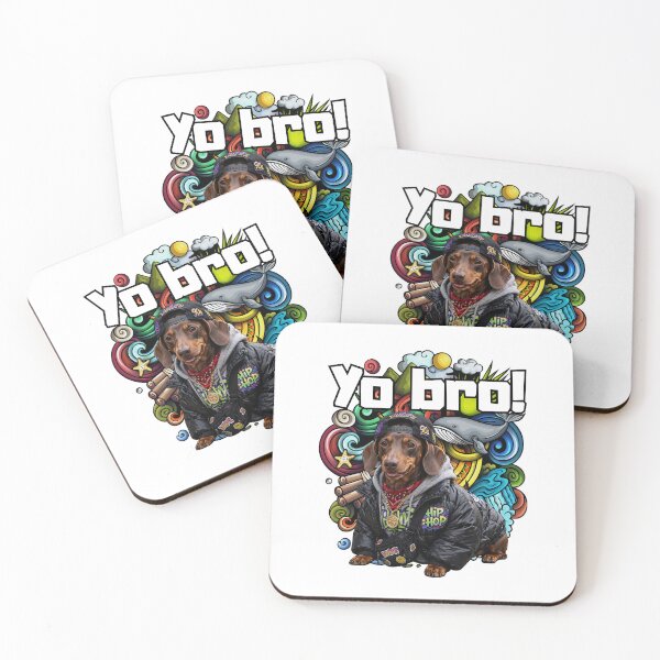 Item preview, Yo Bro Dachshund Hip Hop Funny Dog 90s Streetwear Doodle designed and sold by Neurospicy Trolls.