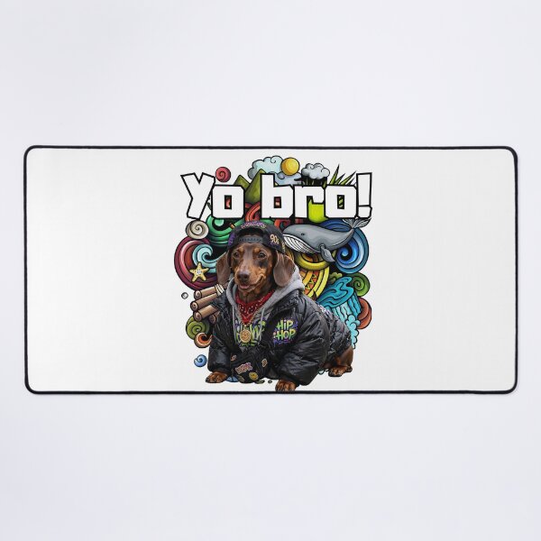 Item preview, Yo Bro Dachshund Hip Hop Funny Dog 90s Streetwear Doodle designed and sold by Neurospicy Trolls.
