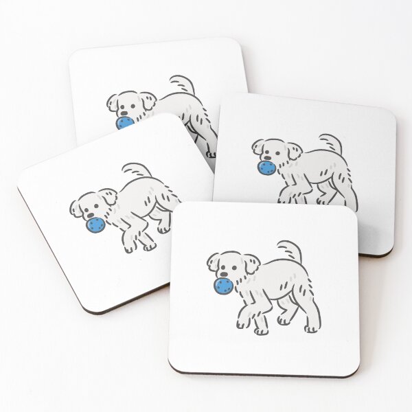 Item preview, Cute White Dog Holding Blue Ball. designed and sold by monkik.