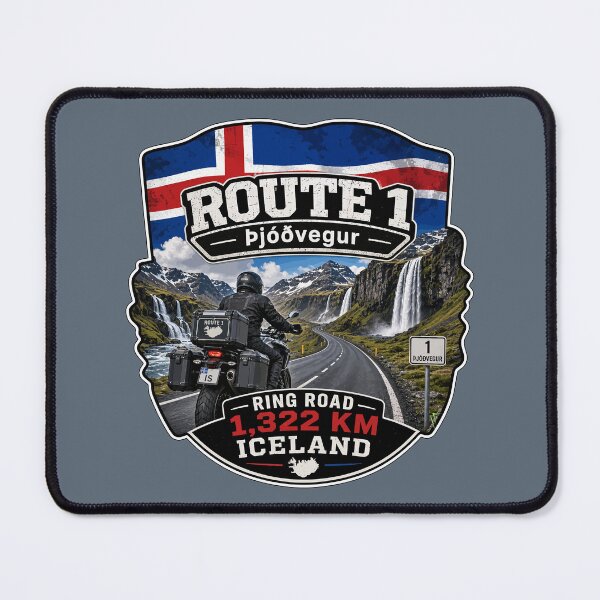 Item preview, Iceland Ring Road Route 1 Motorcycle Sticker TShirt 06 designed and sold by OuterShellUK.
