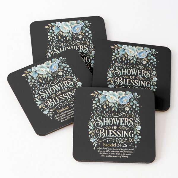 Item preview, Showers of Blessing Bible Verse – Ezekiel 34:26 – Floral Art, Christian  design, designed and sold by KINGDOM GOLD STUDIO.