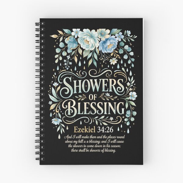 Item preview, Showers of Blessing Bible Verse – Ezekiel 34:26 – Floral Art, Christian  design, designed and sold by KINGDOM GOLD STUDIO.