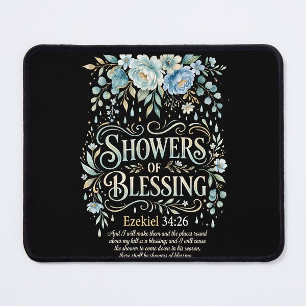 Item preview, Showers of Blessing Bible Verse – Ezekiel 34:26 – Floral Art, Christian design, designed and sold by KINGDOM GOLD STUDIO.