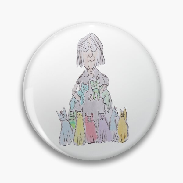 Item preview, Mad cat lady standing with her cats designed and sold by Inky Fingers Illustrations.