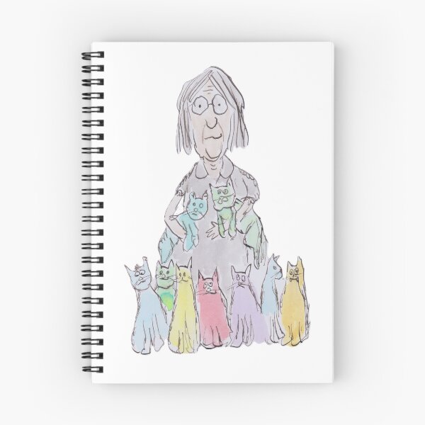 Item preview, Mad cat lady standing with her cats designed and sold by Inky Fingers Illustrations.