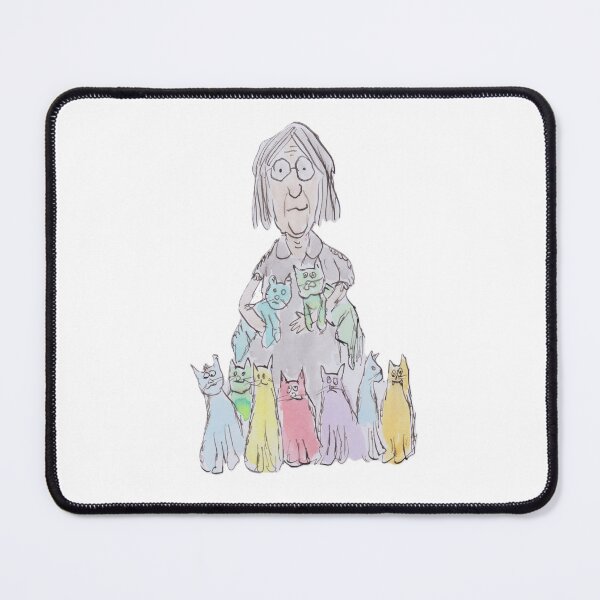 Item preview, Mad cat lady standing with her cats designed and sold by Inky Fingers Illustrations.