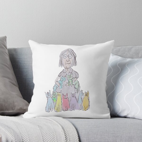 Item preview, Mad cat lady standing with her cats designed and sold by Inky Fingers Illustrations.