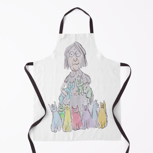 Item preview, Mad cat lady standing with her cats designed and sold by Inky Fingers Illustrations.